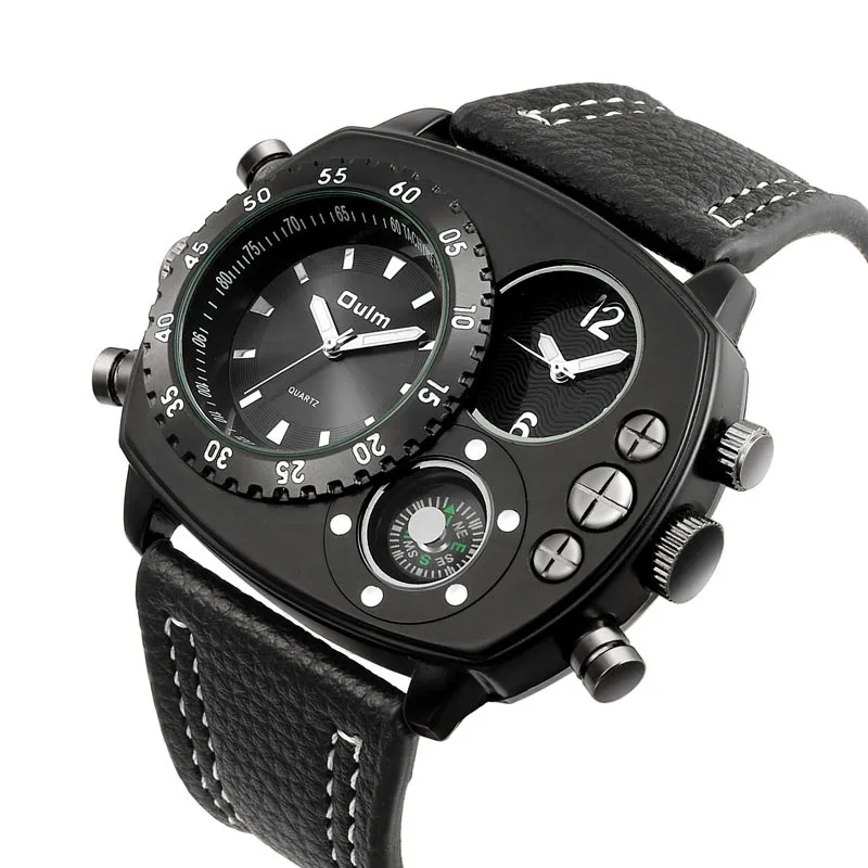 Oulm Hp9865 Relógio de Pulso Casual Square Dial Wide Strap Homem Quartz Ver Marca de Luxo Relógio Masculino Super Grande Men Sport Relógios