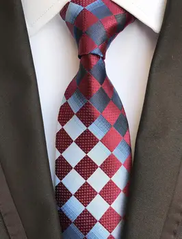 

SKng High Quality Checks Rose Grey 100% Silk Necktie Tie for Men Jacquard Woven Classic Ties Men Gravata Corbatas Ties