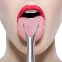 Скребок для языка из нержавеющей стали для удаления бактерий полости рта с длинной ручкой