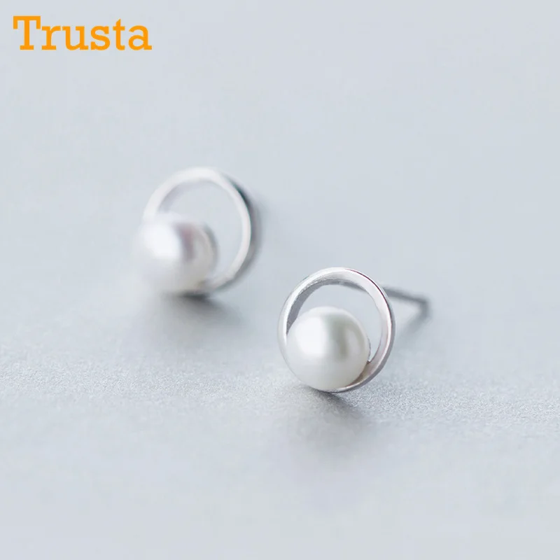 Trusta 2018 100% 925 Настоящее серебро пробы Модные женские круглые 8mm84mm бусы серьги