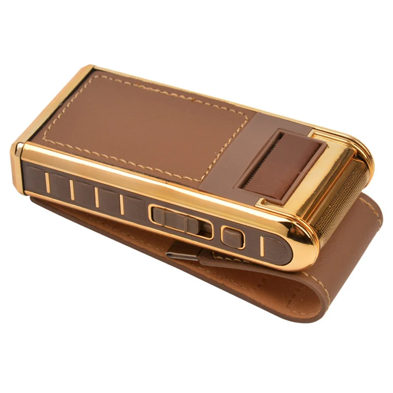 

Kemei Electric Reciprocating Men Trims Shaver Razor Vintage Leather Wrapped Machine 1 Blade Trimmer for Face Shaving barbeador