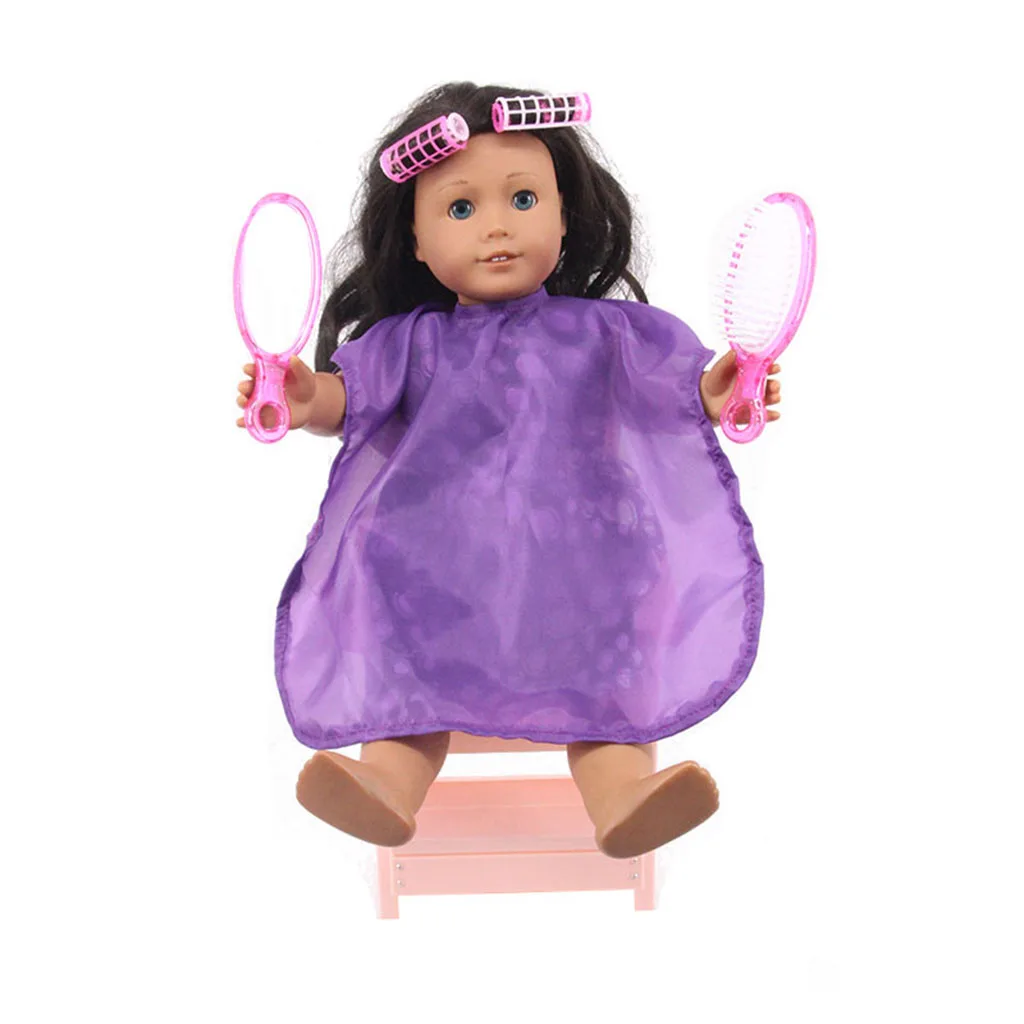 Baby doll Adorable Plastic Hair Roller Curler Brush Mirror Stylist Play Set for American Doll & Other 18-inch Dolls Accessories