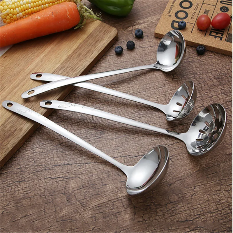 

Stainless Steel Colander Soup Spoon Shell Filter Dessert Long Handle Strainer Skimmer Porridge Spoons Cooking Tools Dinnerware