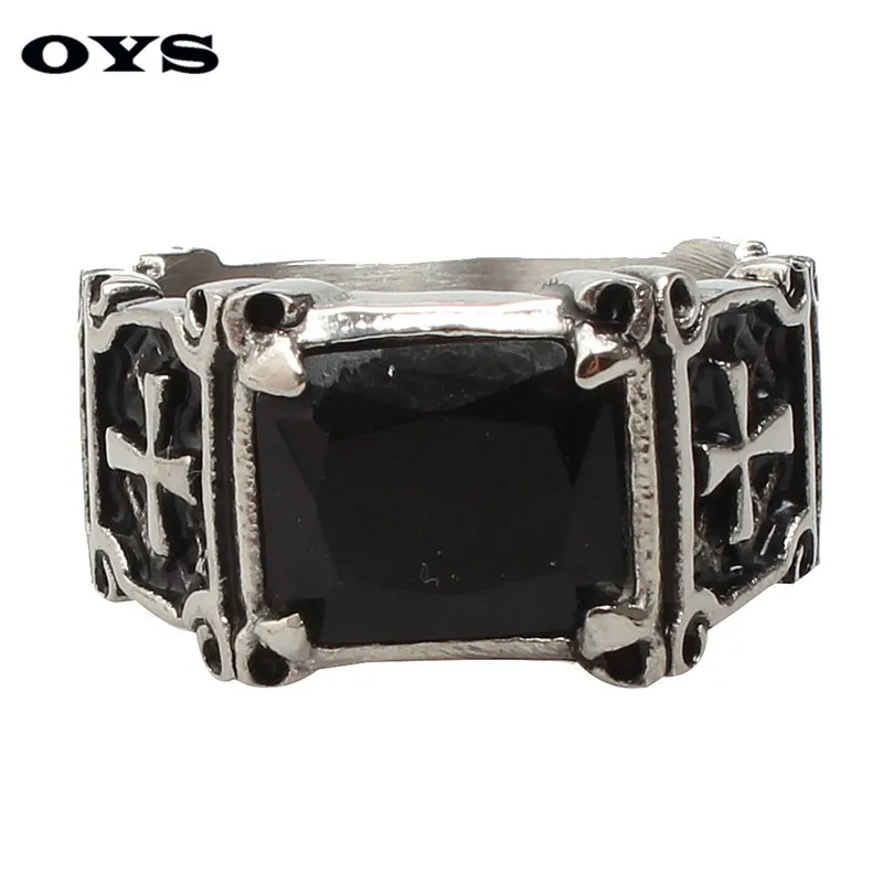 Classic Style Black Onyx 316 L Stainless Steel Wedding Party Fashion Design Retro Punk Cross font
