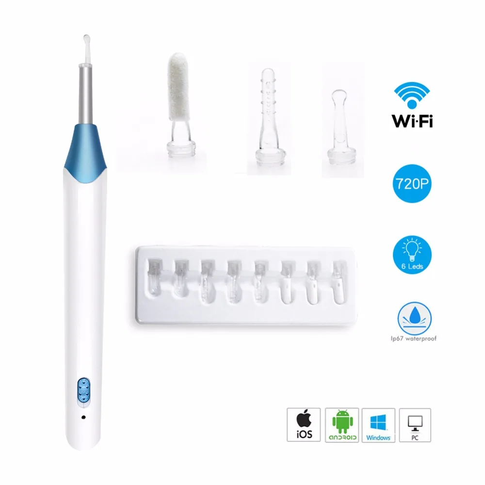 Wi Fi Чистка уха Otoscope Integrated 5 мм беспроводной безопасные с медицинской точки зрения