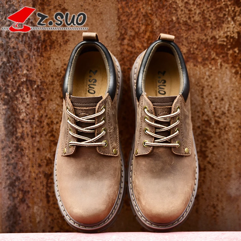 Z.Suo 2018 New Fashion Genuine Leather Men Shoes Spring Autumn Lace Up Casual Shoes For Man Retro Men'S Flats High Quality 18507 Z.Suo 2018 New Fashion Genuine Leather Men Shoes Spring Autumn Lace Up Casual Shoes For Man Retro Men'S Flats High Quality 18507