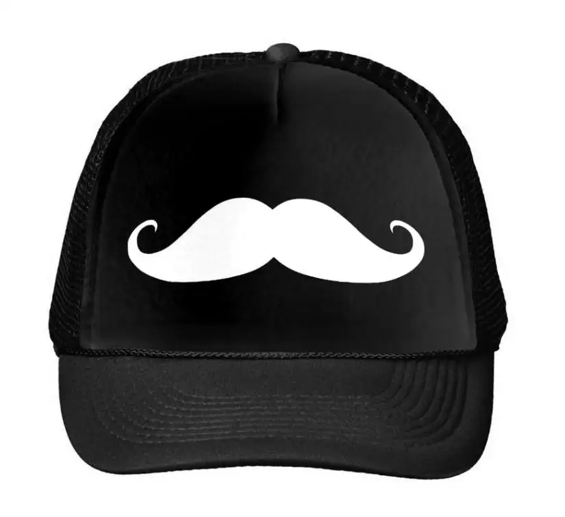 

Mustache Print Baseball Cap Trucker Hat For Women Men Unisex Mesh Adjustable Size Drop Ship Black White M-26