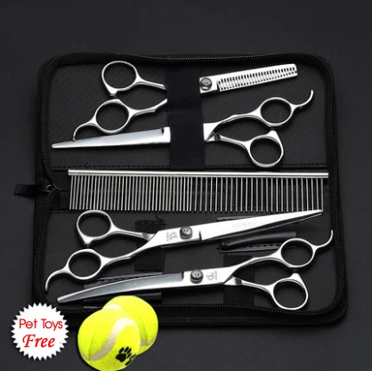 

7in Stainless Steel Dog Pet Grooming Scissors 5-pcs Set tesouras toilettage chien maquina de cortar cabelo professional japan