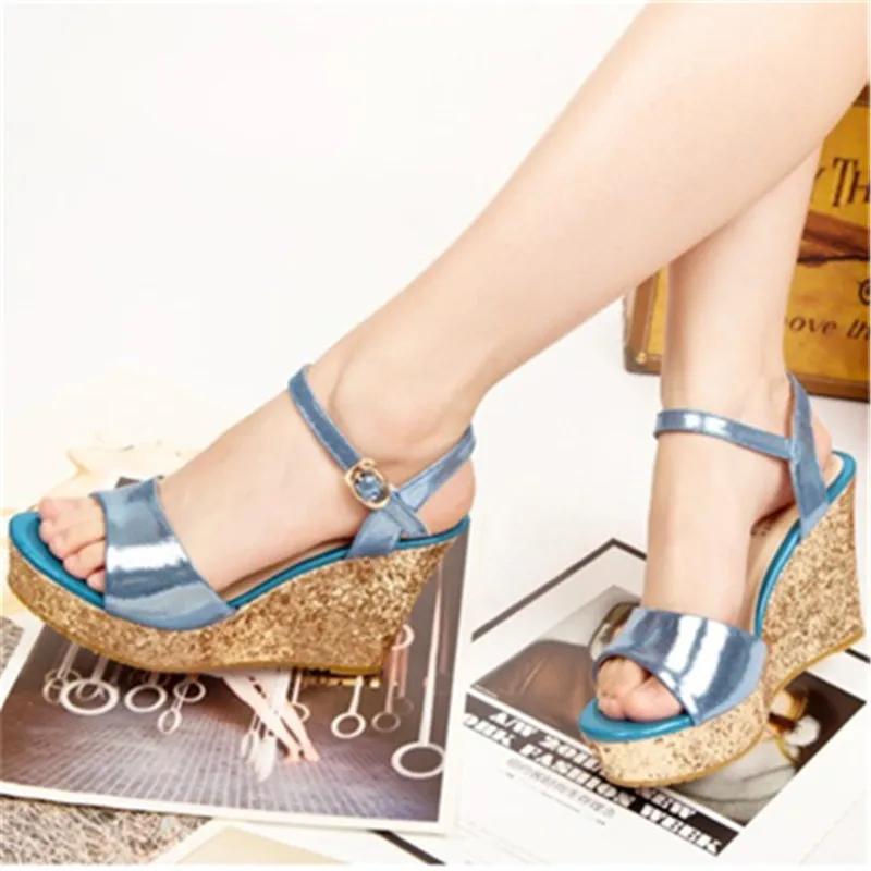

2016 high-heeled open toe wedges female sandals small yards 3031 32 33 plus size 40 41 42 43