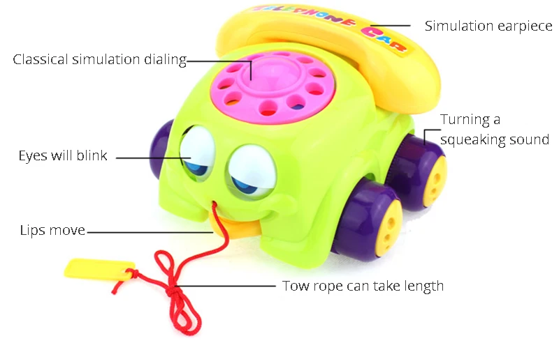 Детский телефон игрушка Потяните автомобиль узнать ползать детский телефон музыкальные игрушки для детей от 1 до 2 лет телефоны музыкальные игрушки