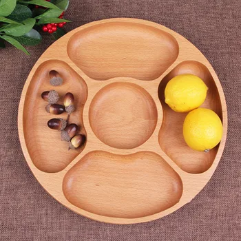 

European wood lattice creative fruit original wooden household five fruit snacks beech thickened disc