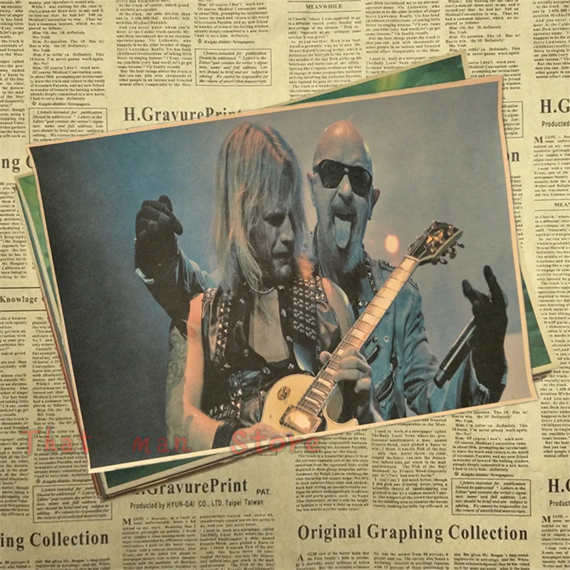 Judas Priest винтажный постер крафт ретро рок старый постер пост Панк Группа живопись Ретро плакат 42*30 см - Цвет: Цвет: желтый