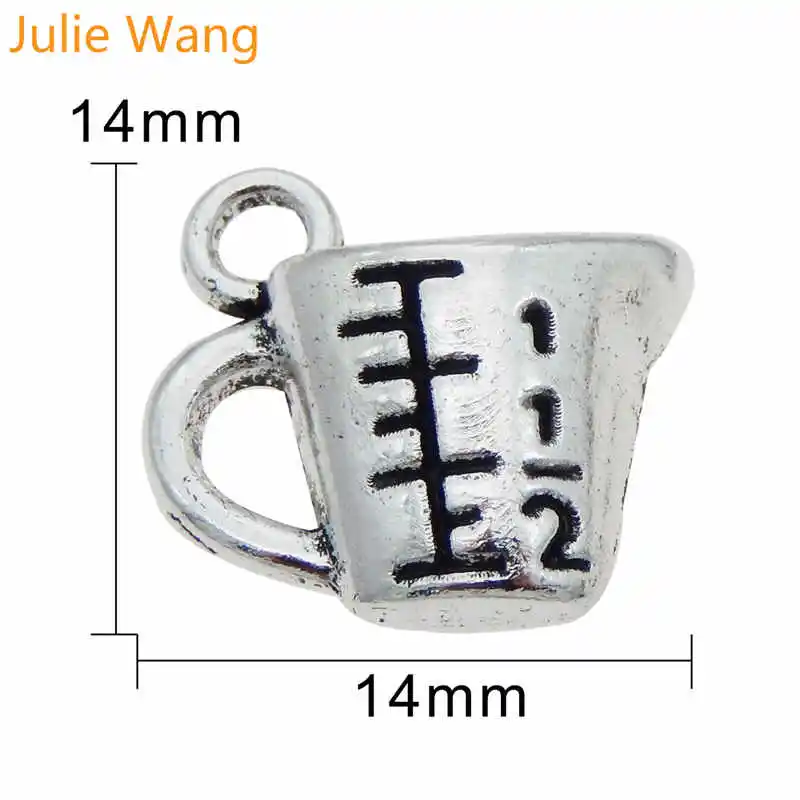 Julie Wang 20 шт мерная чашка Подвески сплав античный серебряный цвет серьги браслет