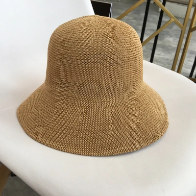 New Women Sun Hats Simple Straw Hat Sunproof Summer Care Beach Cap Female Artistic Big Brim Caps Breathable Summer Ladies - Цвет: Khaki