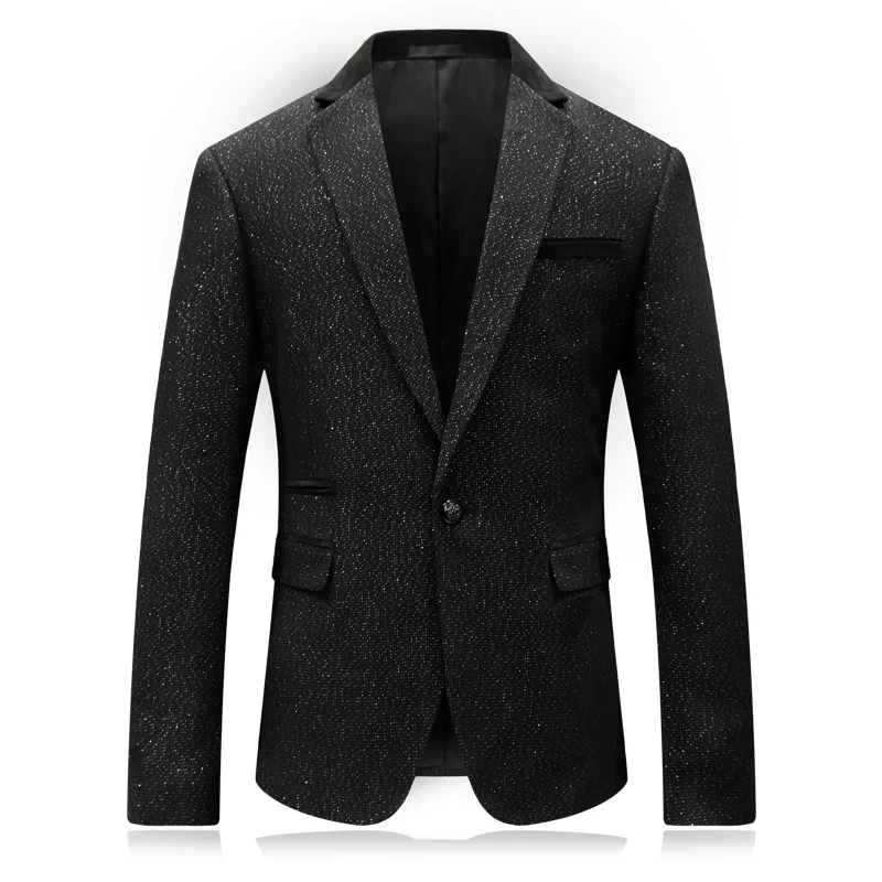Mens Black Polka Dot Blazer Slim Fit Brand Clothing Fashion Prom Dress