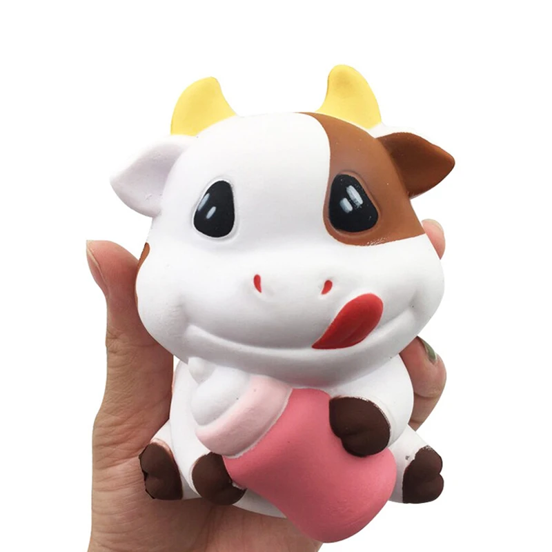 New Cute Bottle Cow Squishy Simulation Cream Scented Slow Rising Soft Squeeze Toy Stress Relief Novelty Fun for Kid Xmas Gift - Цвет: White