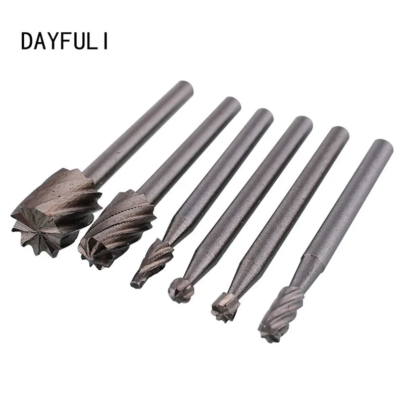 

6Pcs/lot Abrasive High Speed Steel Rotary File Graver Wood Carving Milling Tools