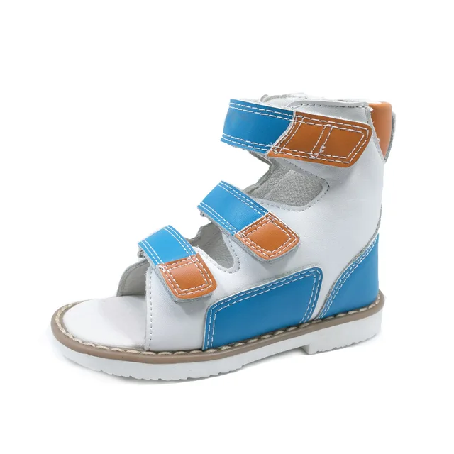 Healthy european style children hook and loop strap orthopedic sandals supinator flat feet shoes