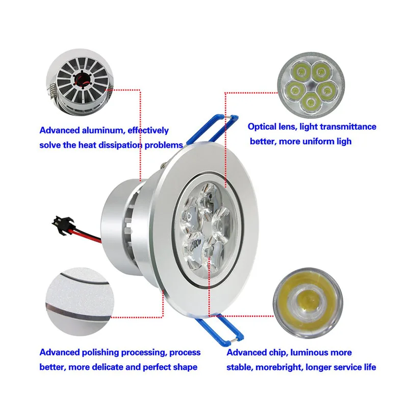 

1/2/5pcs 5W LED Ceiling Light Recessed Dimmable Lamp Downlights for Living Room Office TN88