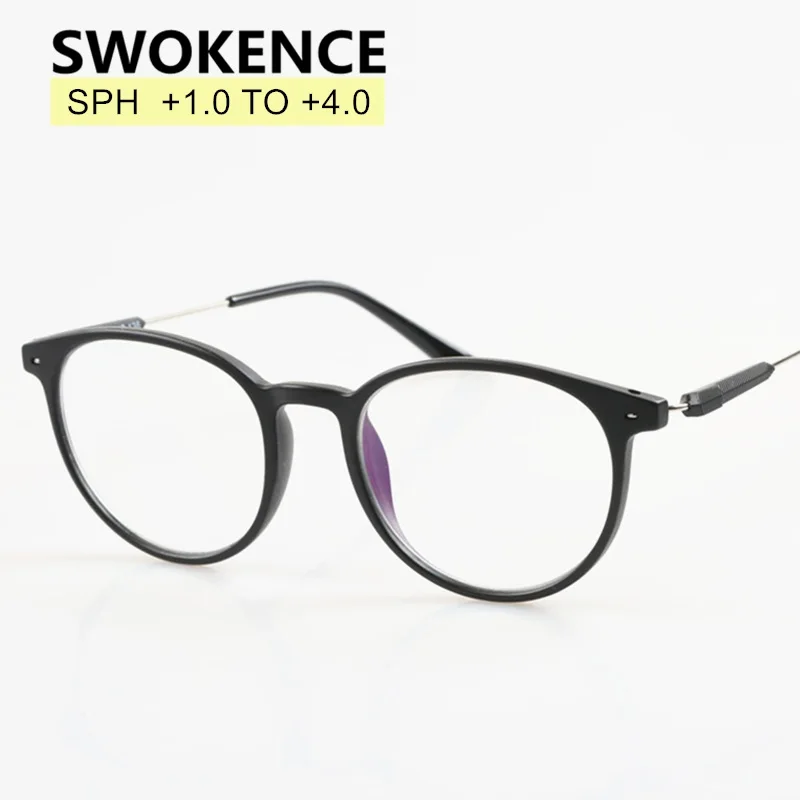 

SWOKENCE Diopter +1.0 to +4.0 Upscale Reading Glasses Women Men Brand Designer Ultralight TR90 Frame Presbyopic Eyeglasses R137