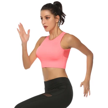 

Hawiton neon top Seamless Bra Top Fitness Women Marathon Running Crop Tops Pink Workout Padded Bra High Impact Active Wear
