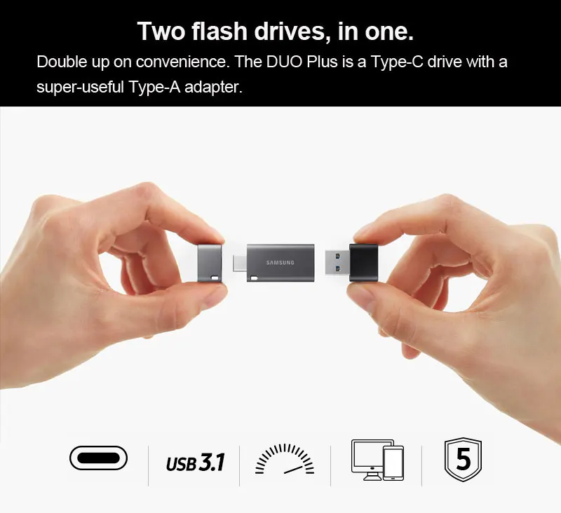 SAMSUNG USB3.1 флеш-накопитель DUO Plus 32 Гб 64 Гб 128 ГБ 256 ГБ флеш-накопитель Тип C/Тип-а двойной интерфейс флешки карта памяти OTG