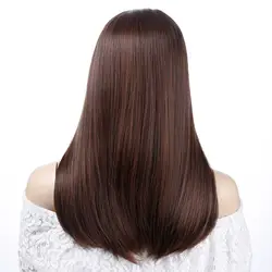 Коричневый парик Синтетические длинные прямые Искусственные парики термостойкие волокно Женский средняя часть линии без взрыва для женщи
