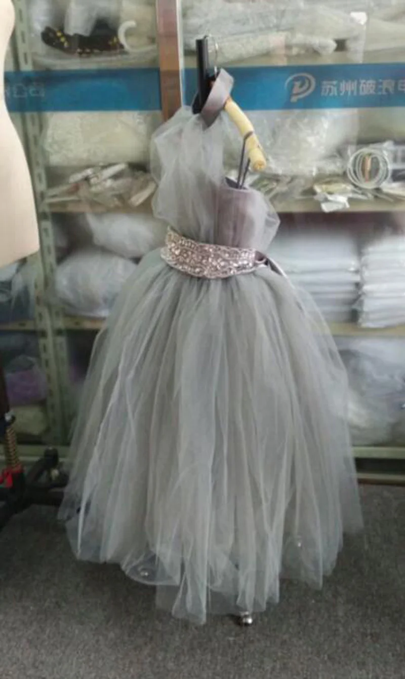 grey tulle flower girl dresses