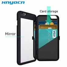 Зеркальный бумажник чехол для iPhone 6 6 S 4,7/Plus 5,5 3D роскошный, двойной слой жесткая задняя откидная крышка Кожанный чехол