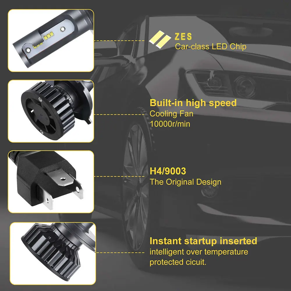 2X автомобилей головной светильник H7 светодиодный H4 светодиодный CANBUS H1 H11 9006 9005 100W 12000LM 6000K 12V 24V авто фары зэс светильник лампочка без помех