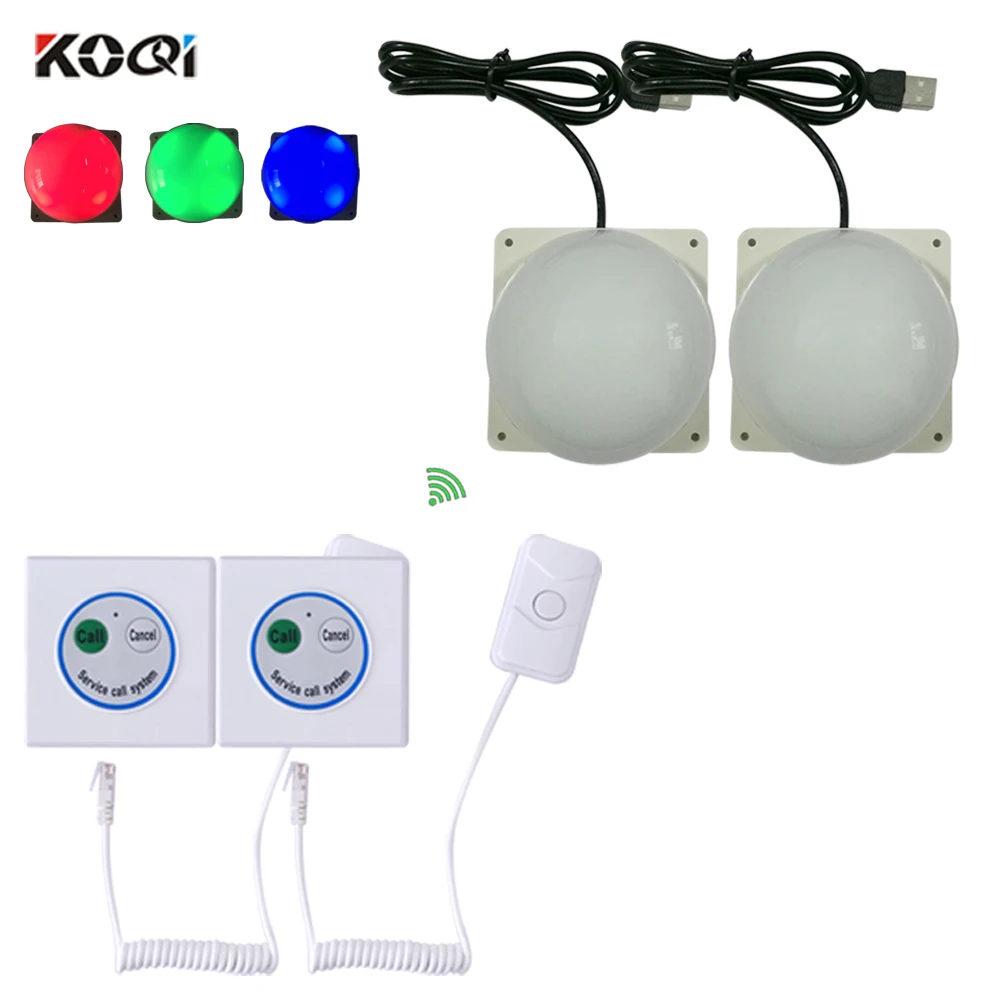 

Emergency Bell Wireless Hospital 433MHZ Two Keys Button Handle Line with 3 room light + 3 patient bell paging
