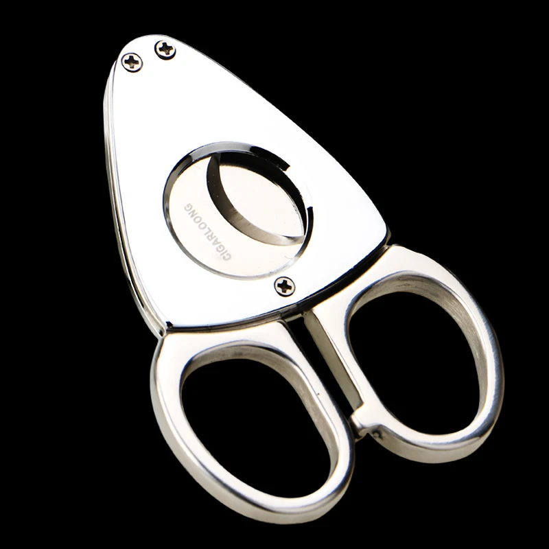 

New Type Gadgets Silvery Stainless Steel Cuban Cigar Scissors Sharp Cigar Cutter W/ Gift Box