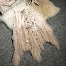 Новинка; необычные половинной длины юбка-пачка на весну и лето Flash абрикос шифоновая длинная сетчатая юбка феи