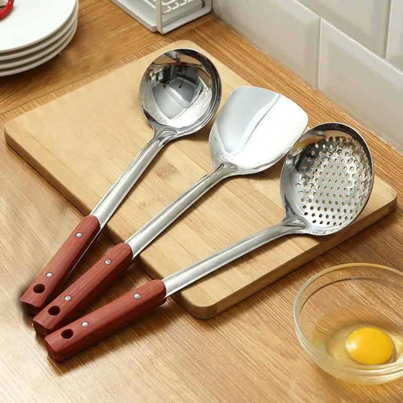 Buy Wooden Handle Anti Scalding Spatula Colander Spoon