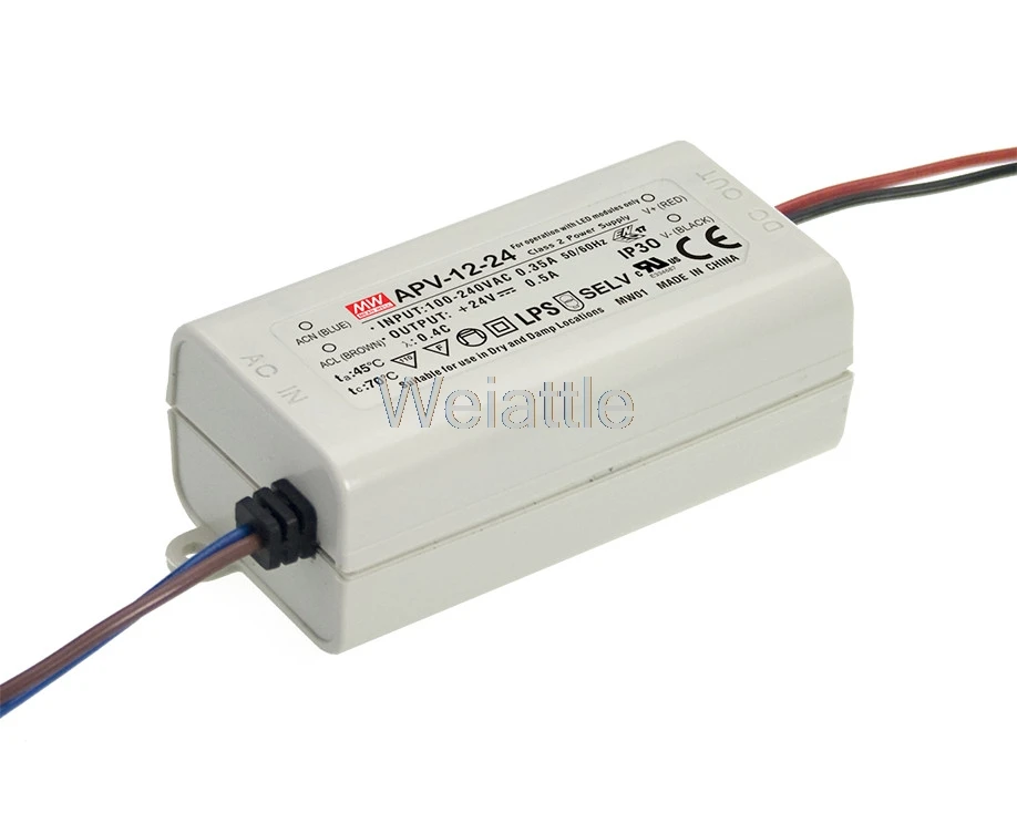 

5V 12V 15V 24V 0.5A 0.8A 1A 2A APV-12-12 MEAN WELL 10W 12W AC-DC LED Lighting Drive Switching Power Supply Constant Voltage