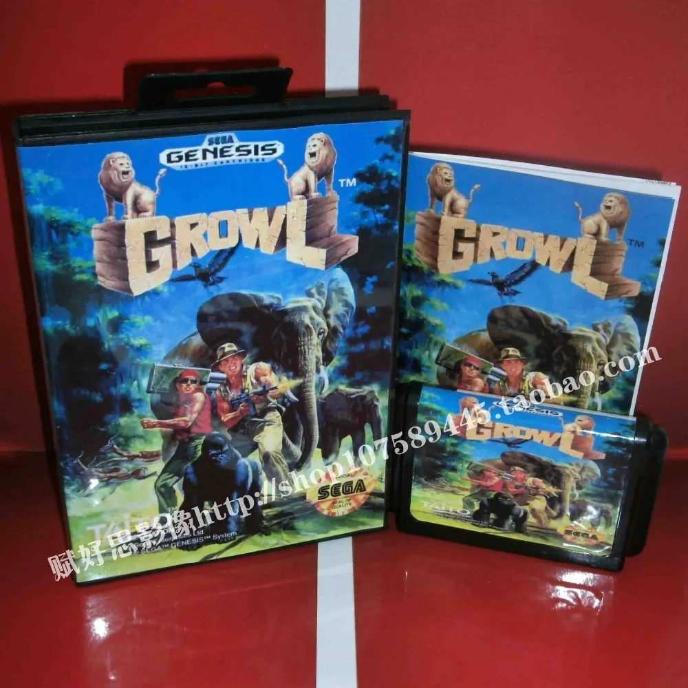 

Growl Game cartridge with Box and Manual 16 bit MD card for Sega Mega Drive for Genesis