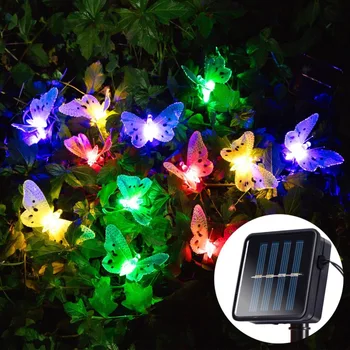 

12/20 LED Solar Butterfly Fiber Optic Fairy String Lights Christmas Outdoor Garden Holiday Night Lights Decoration