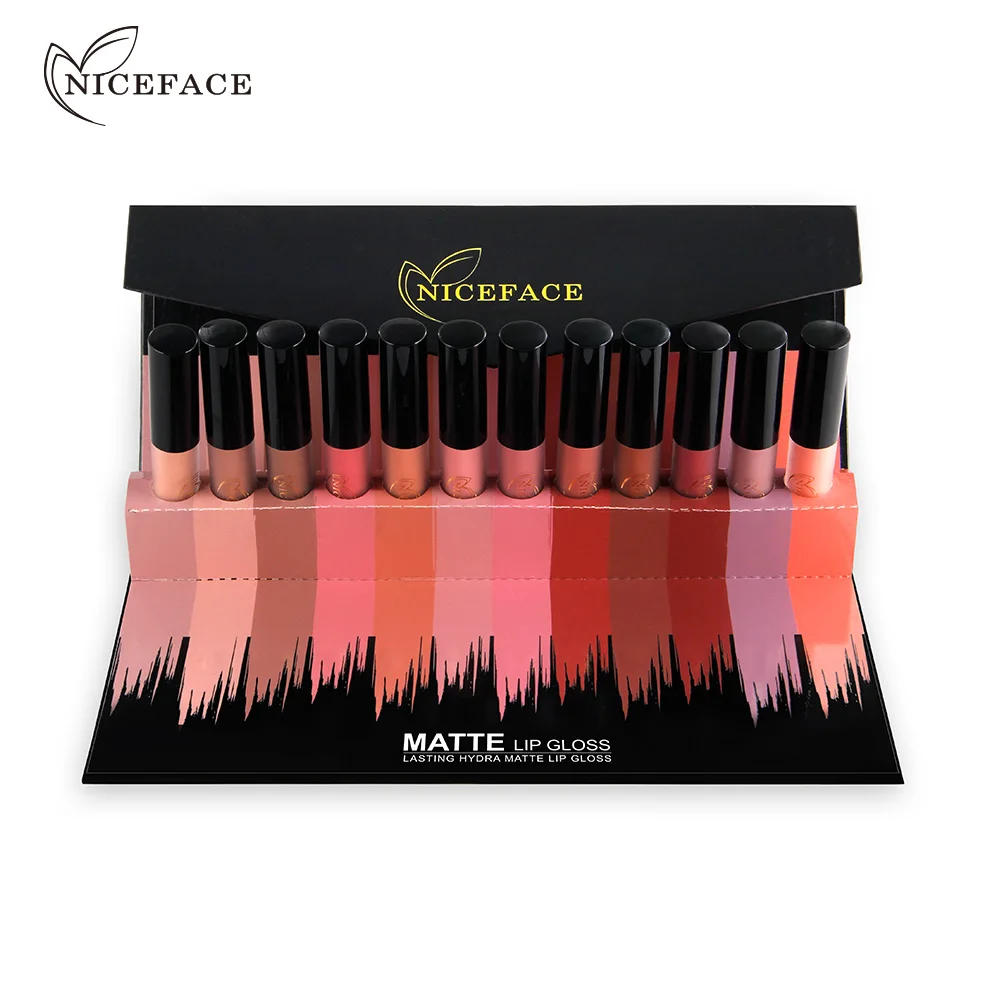 Niceface 12 цветов водостойкий матовый бриллиантовый Гладкий Блеск для губ