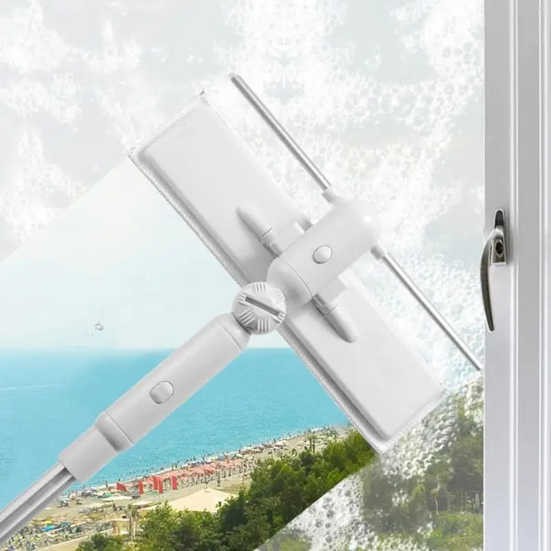 

Home Window Glass Cleaning Tool Double-sided Telescopic Rod Window Cleaner Squeegee Wiper Long Handle Rotating Head Brush Hot