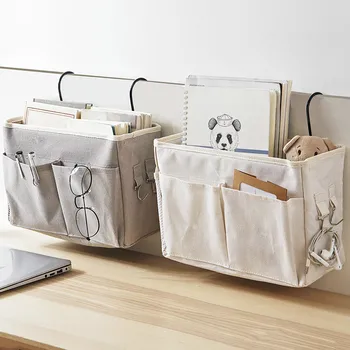 

Canvas Bedside Hanging Pocket Storage Bag Bedroom Magazine Storage Pouch Diaper Caddy toy Holder Baby Tissue Box Home Organizer
