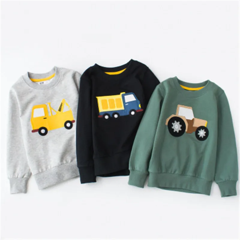 

ideacherry Boys Long Sleeve T-shirt Cartoon Car Printed Cotton Sweatshirt Clothing for Toddler Boy 3 Colors New Fashion Teen Top
