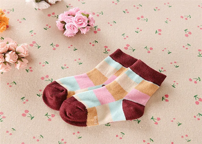 5 пар/лот Акция плед г. весна и осень детские носки, детские цветные носки модели решетки a-cll-015-5 - Цвет: color  3