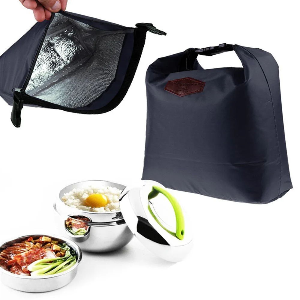 Новинка, сумки для ланча, сумка, переносная, изолированная, сумка-холодильник, водонепроницаемая, сумка для хранения еды, Студенческая, школьная, сумки для хранения еды - Цвет: navy blue