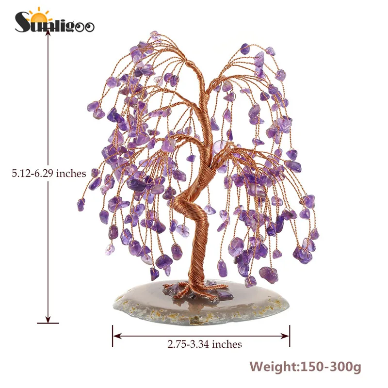Sunligoo розовый кварц целебные Хрустальные Фигурки дерева драгоценный камень с натуральным агатом основа денежное дерево фэн-шуй украшения 5,12-6,29"
