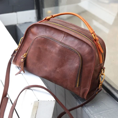 YIFANGZHE женская сумка из натуральной кожи, высококачественные женские кожаные сумки/сумка-мессенджер/сумки через плечо с большой вместительностью - Цвет: Brown