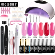 Modelones 24 шт./лот Гель-лак для ногтей Набор 24 Вт смарт-датчик УФ лампа аппарат для лечения Полупостоянный лак для ногтей Гель-лак основа Топ