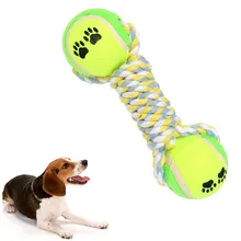 Dumbbell Rope Tennis Pet Chew Toy Puppy Dog Tooth Cleaning Chew Ball Puppy Pet Play Training Chewing Toy With Rope