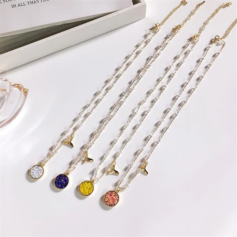 

Mermaid tassel necklace ins fashion sea daughter super fairy sequins crystal necklace