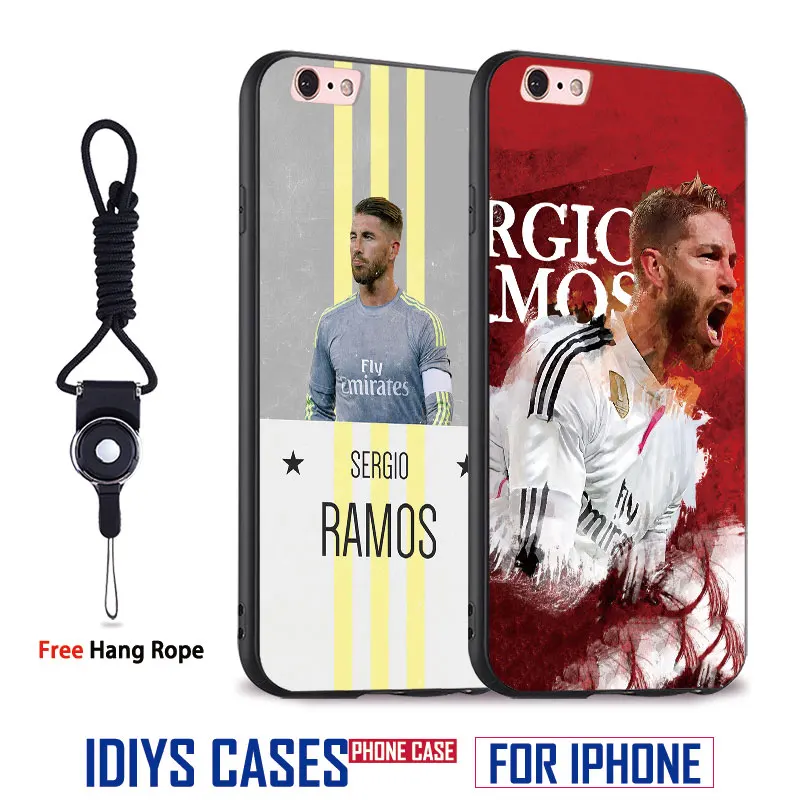 

Sergio Ramos New Coque Originality With Hang Rope Soft Silicone Phone Case Cover Shell Bag For Apple iPhone 5 SE 5S 6 6S 7 PLUS