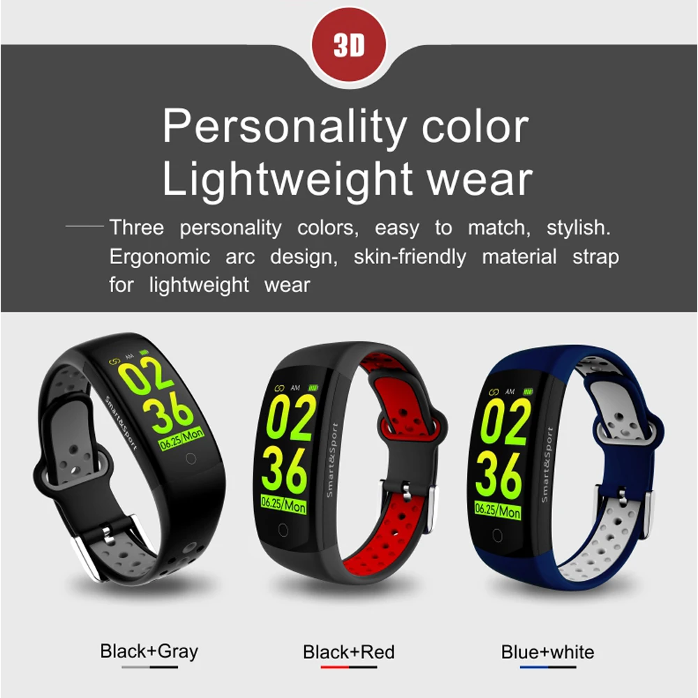 VESTMADRA Q6S 3D Dynamic UI Fitness Tracker Heart Rate Monitor Wristband IP68 Waterproof Smart Band for Android IOS Phone (18)